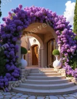 Purple Hydrangea Archway Canvas Wall Art for Home Decor wall art print