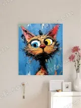 Colorful Abstract Cat Canvas Wall Art for Living Room Home Decor – view 3