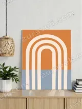 Terracotta Blue Geometric Arch Canvas Wall Art for Living Room Decor – view 3
