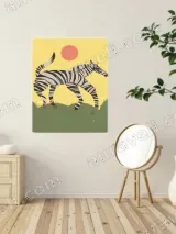 Illustrated Zebra Canvas Wall Art for Living Room Home Decor – view 2