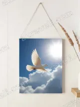 Flying White Dove Sky Clouds Canvas Wall Art for Living Room Home Decor – view 2