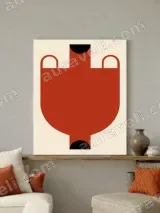 Minimalist Red Geometric Canvas Wall Art for Living Room Decor
