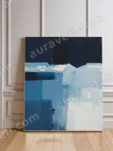 Abstract Blue Block Canvas Wall Art for Living Room Bedroom Home Decor