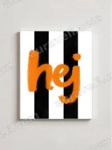 Scandinavian "Hej" Striped Canvas Wall Art for Living Room Decor – вид 2