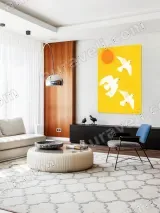 White Doves Sunny Yellow Canvas Wall Art for Living Room Home Decor – вид 4