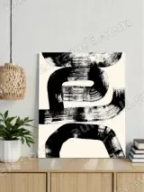 Abstract Black Brushstroke Canvas Wall Art for Living Room Bedroom Decor – view 3