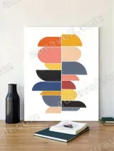 Mid - Century Modern Abstract Geometric Canvas Wall Art for Home Decor