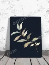 Neutral Toned Leaf Branch Canvas Wall Art for Living Room Home Decor