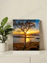 Sunset Tree Over Lake Canvas Wall Art for Home Decor – вид 2
