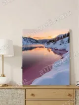 Winter Sunset Lake Snowy Mountain Canvas Wall Art for Living Room Decor – вид 3