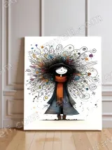 Whimsical Cartoon Character Abstract Canvas Wall Art for Home Decor