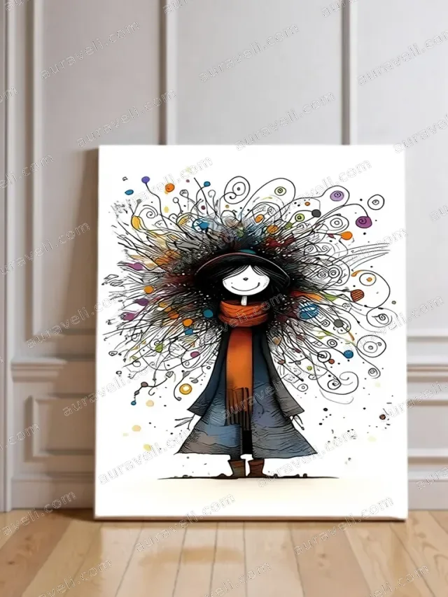 Whimsical Cartoon Character Abstract Canvas Wall Art for Home Decor — art print