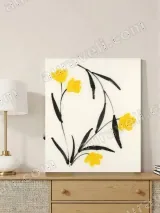 Minimalist Yellow Floral Canvas Wall Art for Home Decor – view 4