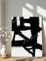 Abstract Black Brushstroke Canvas Wall Art for Living Room Home Decor – view 5