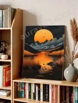 Sunset Mountain Lake Landscape Canvas Wall Art for Living Room Home Decor – вид 4