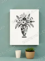 Monochrome Floral Vase Canvas Wall Art for Bedroom & Living Room Decor