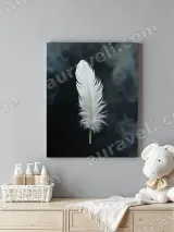Ethereal White Feather Canvas Wall Art for Living Room Decor – вид 4