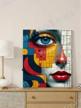 Abstract Geometric Face Canvas Wall Art for Living Room Home Decor – вид 4