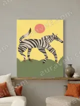 Illustrated Zebra Canvas Wall Art for Living Room Home Decor – view 3