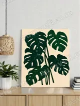 Monstera Leaves Canvas Wall Art - Tropical Home Decor for Living Room and Bedroom – view 2