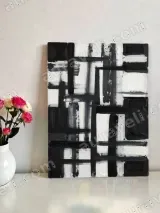 Abstract Black White Geometric Canvas Wall Art for Living Room Home Decor