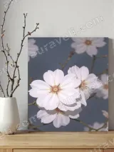 White Floral Canvas Wall Art for Bedroom and Living Room Home Decor