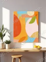 Abstract Pear & Geometric Canvas Wall Art for Living Room Decor – вид 4