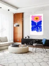 Bold Pink Blue Floral Canvas Wall Art for Living Room Bedroom Home Decor – view 5