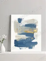 Abstract Blue Gold Textured Canvas Wall Art for Living & Bedroom Home Decor – вид 2