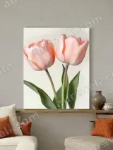 Pink Tulips Floral Canvas Wall Art for Bedroom & Living Room Home Decor – view 4