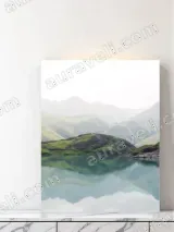Mountain Lake Reflection Canvas Wall Art Nature Landscape Home Decor – view 3
