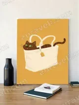Cute Cat in Tote Bag Canvas Wall Art for Living Room Home Decor – view 2
