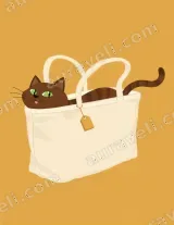 Cute Cat in Tote Bag Canvas Wall Art for Living Room Home Decor wall art print