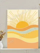 Boho Sun & Wavy Layers Canvas Wall Art for Living Room Home Decor – вид 3