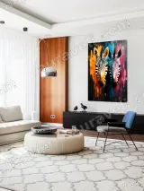 Colorful Zebra Abstract Canvas Wall Art for Living Room Home Decor – вид 4