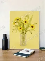 Yellow Daisy Bouquet in Vase Canvas Wall Art for Living Room Home Decor