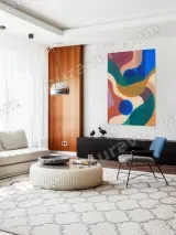 Abstract Colorful Shapes Canvas Wall Art for Living Room Home Decor – view 4