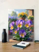 Purple Pansies Floral Canvas Wall Art for Living Room Bedroom Home Decor