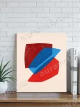 Abstract Geometric Red Blue Canvas Wall Art for Living Room Home Decor