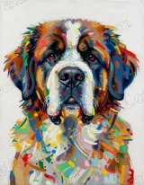 Colorful Abstract St. Bernard Dog Canvas Wall Art for Home Decor wall art print