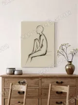 Minimalist Seated Figure Sketch Canvas Wall Art for Home Decor – view 2