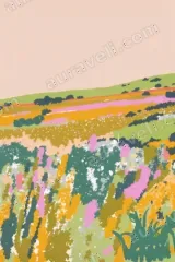 Colorful Abstract Floral Field Canvas Wall Art for Living framed modern home decor