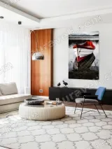 Red White Rowboat Lake Mountain Canvas Wall Art for Living Room Home Decor – view 5