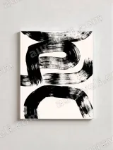 Black White Abstract Brushstroke Canvas Wall Art for Living Room Home Decor – view 2