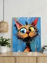 Colorful Abstract Cat Canvas Wall Art for Living Room Home Decor – view 4