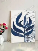 Abstract Blue Botanical Canvas Wall Art for Living Room Home Decor