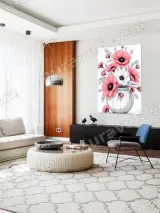 Pink & White Anemone Flowers Vase Canvas Wall Art for Living Room Bedroom Home Decor – view 5