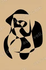 Abstract Black Organic Shapes Canvas Wall Art for Living framed modern home decor