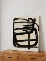 Abstract Black Brushstroke Canvas Wall Art for Living Room Home Decor – view 4