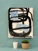 Abstract Cloud & Black Brushstrokes Canvas Wall Art for Home Decor – view 4